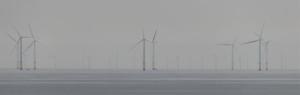 Wind Turbines on Rhyl Flats: Close up using a 520 mm focal length lens